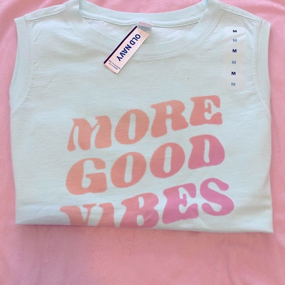 💙OLD NAVY 💙sleeveless shirt . Size medium. Light aqua logo tee. - Picture 1 of 4